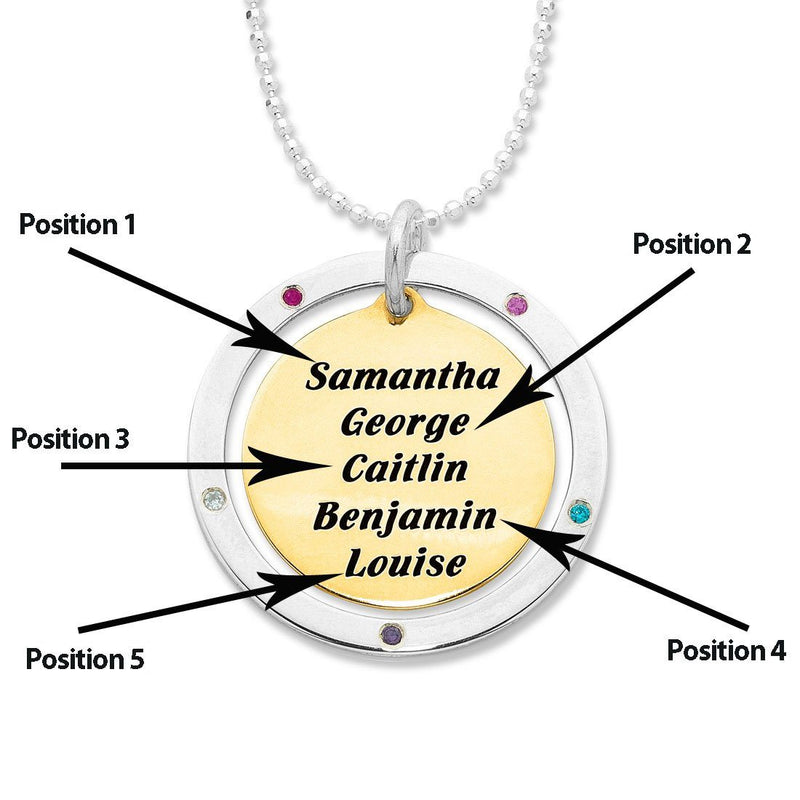 9ct Yellow Gold and Sterling Silver Personalised 2 Tone Disc Necklace Necklaces Bevilles 