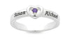 Personalised Sterling Silver Heart Birthstone Name Ring Rings Bevilles 