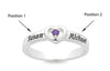 Personalised Sterling Silver Heart Birthstone Name Ring Rings Bevilles 