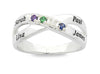 Personalised Sterling Silver Cross Over Birthstone Name Ring Rings Bevilles 