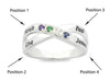 Personalised Sterling Silver Cross Over Birthstone Name Ring Rings Bevilles 