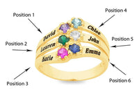 Personalised 6 Birthstone Name Ring 9ct Gold Rings Bevilles 